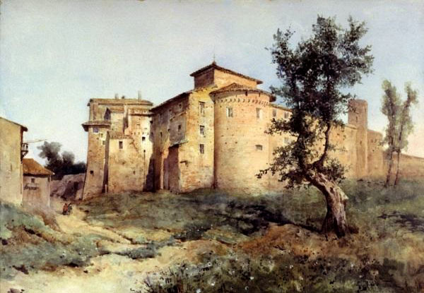 Ettore Roesler Franz,La rocca dei Santi Quattro Coronati (environ 1884)